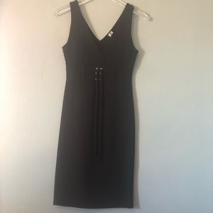 Boutique | Black lace up waist dress
